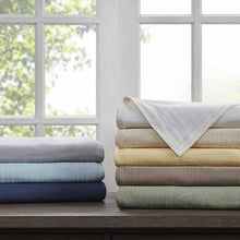Load image into Gallery viewer, Madison Park Freshspun Basketweave Cotton Blanket -King BL51N-0853 By Olliix