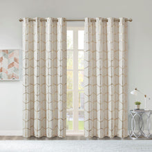 Load image into Gallery viewer, Intelligent Design Raina Total Blackout Metallic Print Grommet Top Curtain Panel - 50X63" ID40-1615