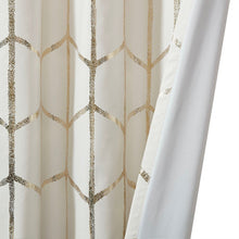 Load image into Gallery viewer, Intelligent Design Raina Total Blackout Metallic Print Grommet Top Curtain Panel - 50X63" ID40-1615