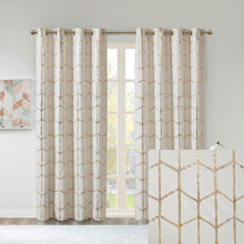 Load image into Gallery viewer, Intelligent Design Raina Total Blackout Metallic Print Grommet Top Curtain Panel - 50X63" ID40-1615