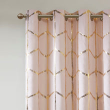 Load image into Gallery viewer, Intelligent Design Raina Total Blackout Metallic Print Grommet Top Curtain Panel - 50X63" ID40-1616