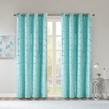 Load image into Gallery viewer, Intelligent Design Raina Total Blackout Metallic Print Grommet Top Curtain Panel - 50X63" ID40-1617