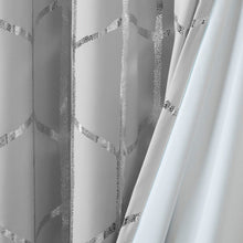 Load image into Gallery viewer, Intelligent Design Raina Total Blackout Metallic Print Grommet Top Curtain Panel - 50X63" ID40-1618