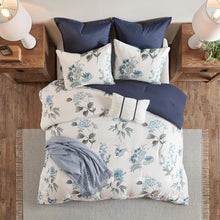Load image into Gallery viewer, Madison Park Zennia 7 Piece Printed Seersucker Comforter Set With Throw Blanket - Full/Queen MP10-6303