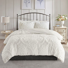 Load image into Gallery viewer, Madison Park Viola 3 Piece Tufted Cotton Chenille Damask Duvet Cover Set - Full/Queen MP12-6207