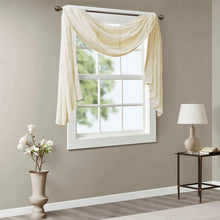 Load image into Gallery viewer, Madison Park Diamond Sheer Embroidered Window Scarf -50X216" MP40-4939 By Olliix