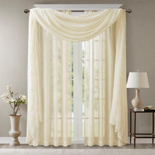 Load image into Gallery viewer, Madison Park Diamond Sheer Embroidered Window Scarf -50X216" MP40-4939 By Olliix