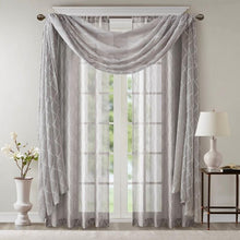 Load image into Gallery viewer, Madison Park Diamond Sheer Embroidered Window Scarf -50X144" MP40-4942 By Olliix
