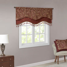 Load image into Gallery viewer, Madison Park Aubrey Jacquard Window Rod Pocket Valance With Beads - 50X18" MP41-4991