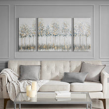 Load image into Gallery viewer, Madison Park Blue Midst Forest Printed Canvas With Gold Foil 3 Piece Set MP95C-0226