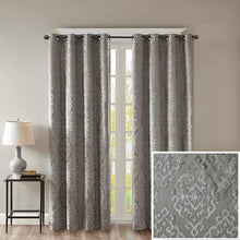 Load image into Gallery viewer, Mirage Knitted Jacquard Blackout Window Panel (50x84) - Charcoal SS40-0019 By Olliix