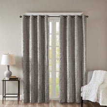Load image into Gallery viewer, Mirage Knitted Jacquard Blackout Window Panel (50x108) - Charcoal SS40-0021 By Olliix