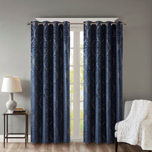 Load image into Gallery viewer, Sunsmart Mirage Knitted Jacquard Damask Total Blackout Grommet Top Curtain Panel - 50X95" SS40-0102