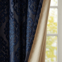 Load image into Gallery viewer, Sunsmart Mirage Knitted Jacquard Damask Total Blackout Grommet Top Curtain Panel - 50X95" SS40-0102