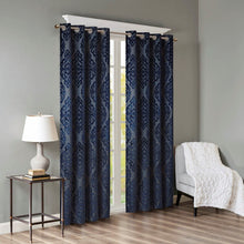 Load image into Gallery viewer, Sunsmart Mirage Knitted Jacquard Damask Total Blackout Grommet Top Curtain Panel - 50X108" SS40-0103