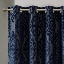 Load image into Gallery viewer, Sunsmart Mirage Knitted Jacquard Damask Total Blackout Grommet Top Curtain Panel - 50X108" SS40-0103
