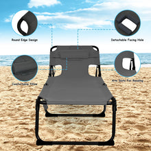 Load image into Gallery viewer, Folding Beach Lounge Chair with Pillow for Outdoor-Gray