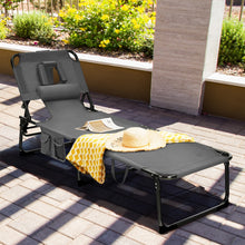Load image into Gallery viewer, Folding Beach Lounge Chair with Pillow for Outdoor-Gray