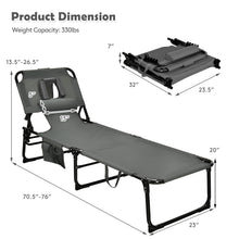 Load image into Gallery viewer, Folding Beach Lounge Chair with Pillow for Outdoor-Gray