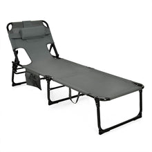 Load image into Gallery viewer, Folding Beach Lounge Chair with Pillow for Outdoor-Gray