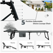 Load image into Gallery viewer, Folding Beach Lounge Chair with Pillow for Outdoor-Gray