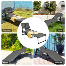Load image into Gallery viewer, Folding Beach Lounge Chair with Pillow for Outdoor-Gray