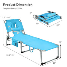 Load image into Gallery viewer, Folding Beach Lounge Chair with Pillow for Outdoor-Turquoise