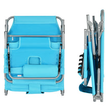 Load image into Gallery viewer, Folding Beach Lounge Chair with Pillow for Outdoor-Turquoise