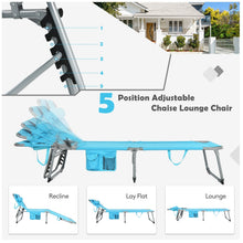Load image into Gallery viewer, Folding Beach Lounge Chair with Pillow for Outdoor-Turquoise