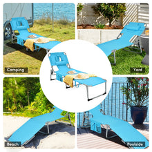 Load image into Gallery viewer, Folding Beach Lounge Chair with Pillow for Outdoor-Turquoise