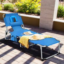 Load image into Gallery viewer, Folding Beach Lounge Chair with Pillow for Outdoor-Blue