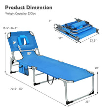 Load image into Gallery viewer, Folding Beach Lounge Chair with Pillow for Outdoor-Blue
