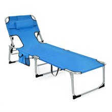 Load image into Gallery viewer, Folding Beach Lounge Chair with Pillow for Outdoor-Blue