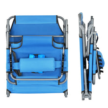 Load image into Gallery viewer, Folding Beach Lounge Chair with Pillow for Outdoor-Blue