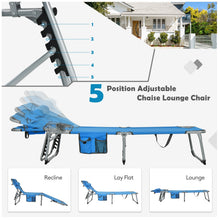 Load image into Gallery viewer, Folding Beach Lounge Chair with Pillow for Outdoor-Blue