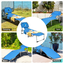 Load image into Gallery viewer, Folding Beach Lounge Chair with Pillow for Outdoor-Blue