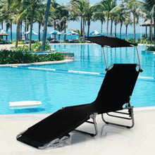 Load image into Gallery viewer, Adjustable Outdoor Beach Patio Pool Recliner with Sun Shade-Black