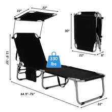 Load image into Gallery viewer, Adjustable Outdoor Beach Patio Pool Recliner with Sun Shade-Black