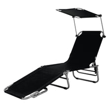 Load image into Gallery viewer, Adjustable Outdoor Beach Patio Pool Recliner with Sun Shade-Black