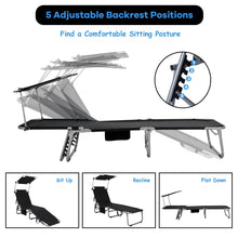 Load image into Gallery viewer, Adjustable Outdoor Beach Patio Pool Recliner with Sun Shade-Black