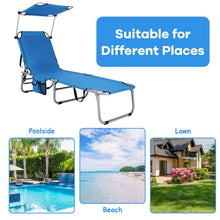 Load image into Gallery viewer, Adjustable Outdoor Beach Patio Pool Recliner with Sun Shade-Navy