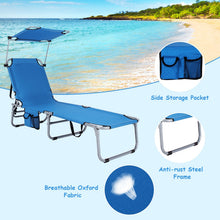 Load image into Gallery viewer, Adjustable Outdoor Beach Patio Pool Recliner with Sun Shade-Navy