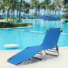 Load image into Gallery viewer, Adjustable Outdoor Beach Patio Pool Recliner with Sun Shade-Navy