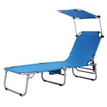 Load image into Gallery viewer, Adjustable Outdoor Beach Patio Pool Recliner with Sun Shade-Navy