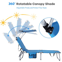 Load image into Gallery viewer, Adjustable Outdoor Beach Patio Pool Recliner with Sun Shade-Navy