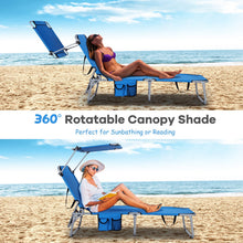 Load image into Gallery viewer, Adjustable Outdoor Beach Patio Pool Recliner with Sun Shade-Navy