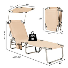 Load image into Gallery viewer, Adjustable Outdoor Beach Patio Pool Recliner with Sun Shade