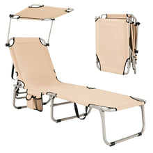 Load image into Gallery viewer, Adjustable Outdoor Beach Patio Pool Recliner with Sun Shade
