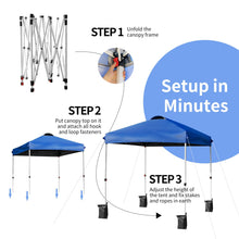 Load image into Gallery viewer, 6.6' x 6.6' Outdoor Pop Up Camping Canopy Tent with Roller Bag-Blue