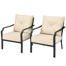 Load image into Gallery viewer, 2 Pieces Patio Dining Set with Padded Cushions Armrest Steel Frame